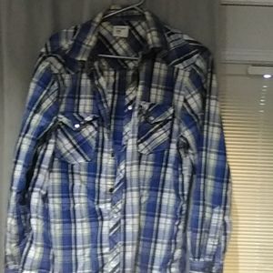 Button up long sleeve plaid old Navy shirt